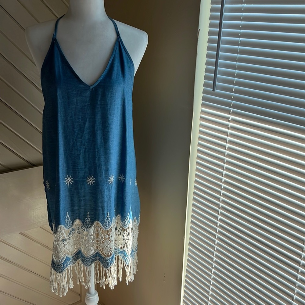 2 September embroidered trim cotton shift dress, sz 6-8